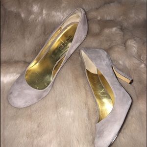 Nine West gray suede heels